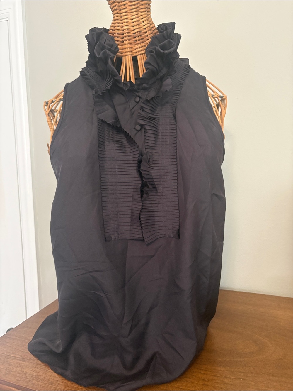 J. Crew Black Ruffle Pleated Halter Camisole Top